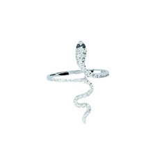 Carica l'immagine nel visualizzatore di Gallery, Anello Serpente in oro bianco 18k e diamanti naturali
