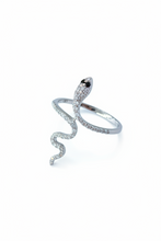 Load image into Gallery viewer, 18k White Gold and Natural Diamond Snake Ring