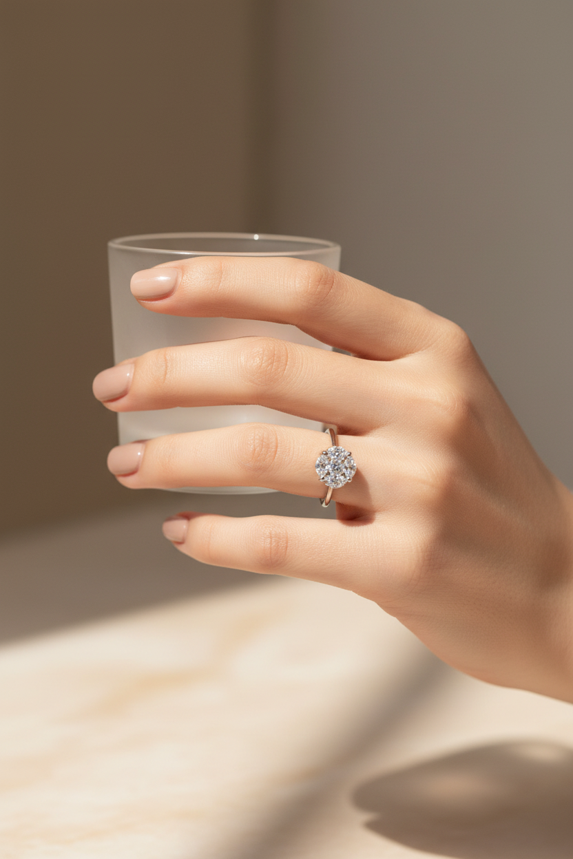 Magic-Ring aus 18 Karat Gold und natürlichen Diamanten