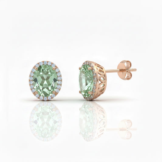 Orecchino con diamanti e Ametista verde