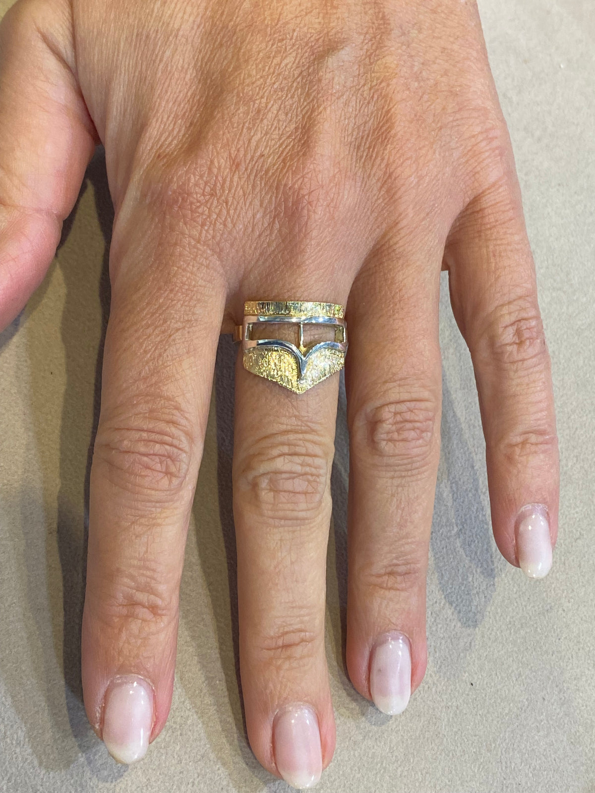 18kt White & Yellow Mask Ring
