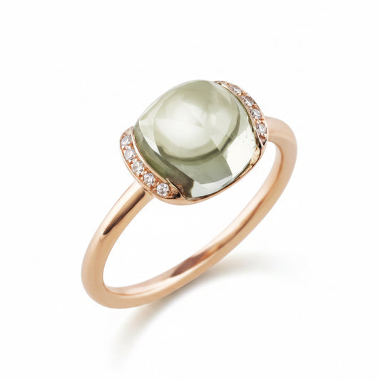 Anello con diamanti e ametista verde