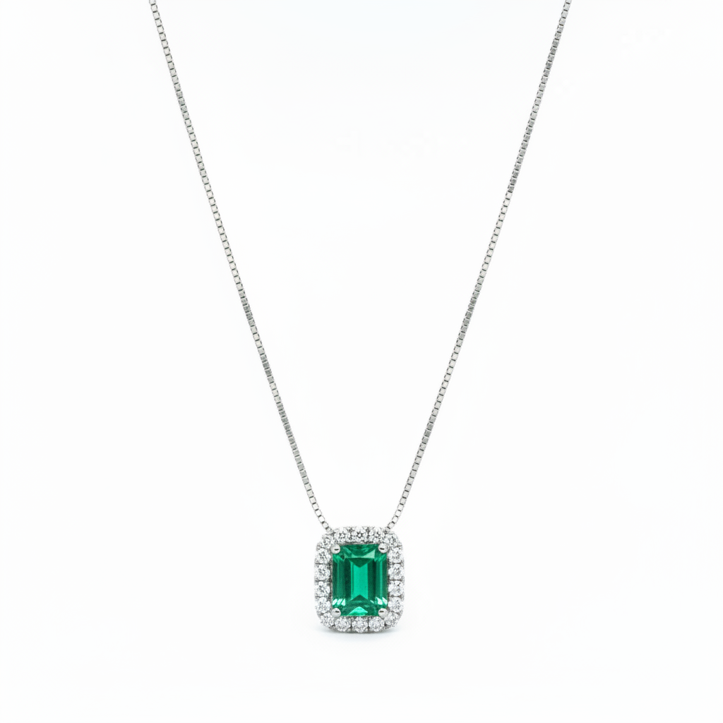 Anhänger 18 Karat Gold mit Smaragd und Diamanten