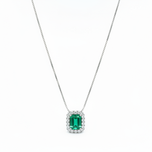 pendente oro 18 kt Con Smeraldo E Diamanti