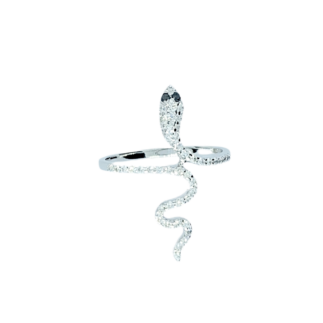 Anello Serpente in oro bianco 18k e diamanti naturali