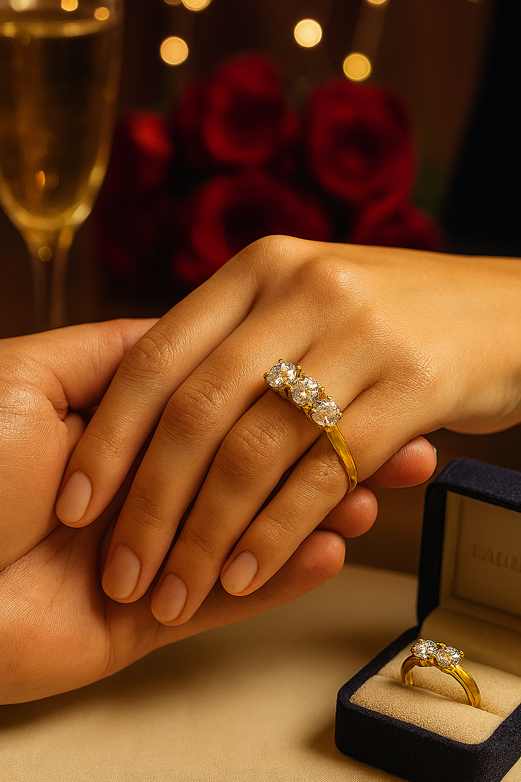 Trilogy-Ring mit natürlichen Diamanten G/F VS 0,75 ct