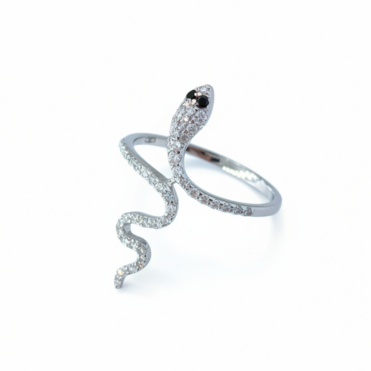 Anello Serpente in oro bianco 18k e diamanti naturali