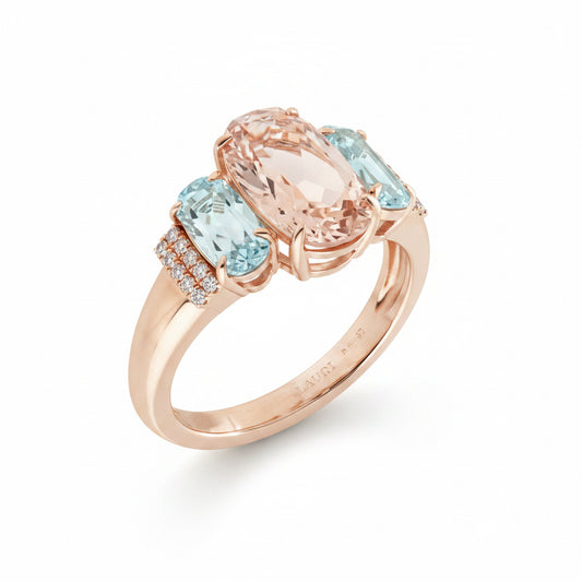 Anello con diamanti e Morganite