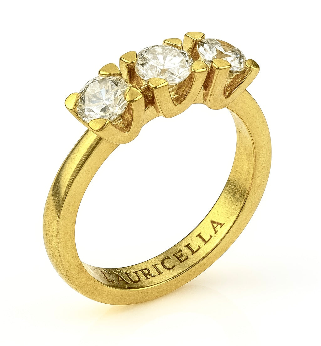 Trilogy-Ring mit natürlichen Diamanten G/F VS 0,75 ct