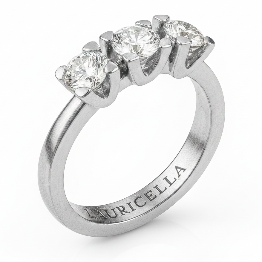 Trilogy ring with natural diamonds G/F VS 0.75 ct