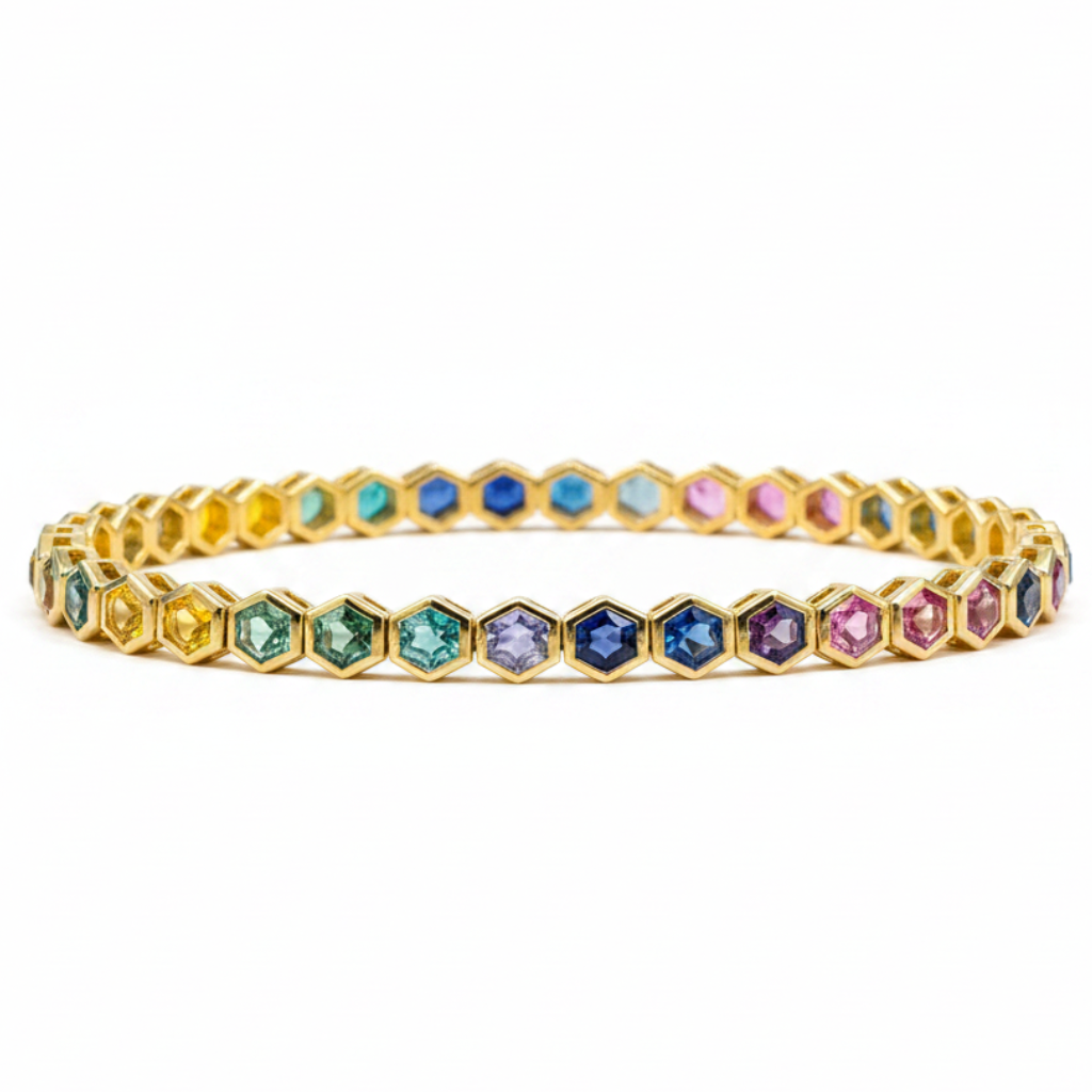 Bracciale Tennis 18k rainbow zaffiri naturali
