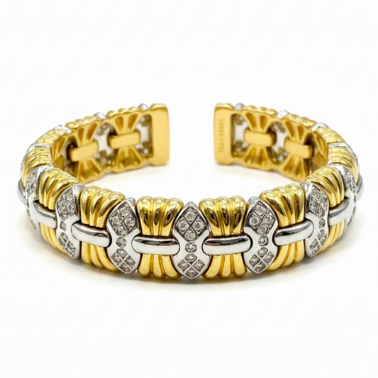 Yellow and white gold bracelet with brilliant-cut diamonds