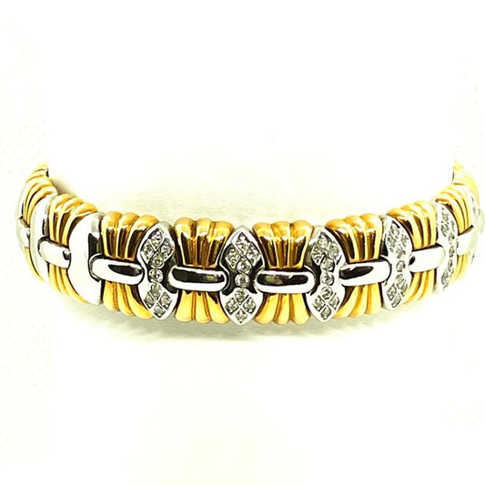 Yellow and white gold bracelet with brilliant-cut diamonds
