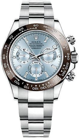 Rolex Daytona Platinum 116506 LN Ice Blue / Baguette Index